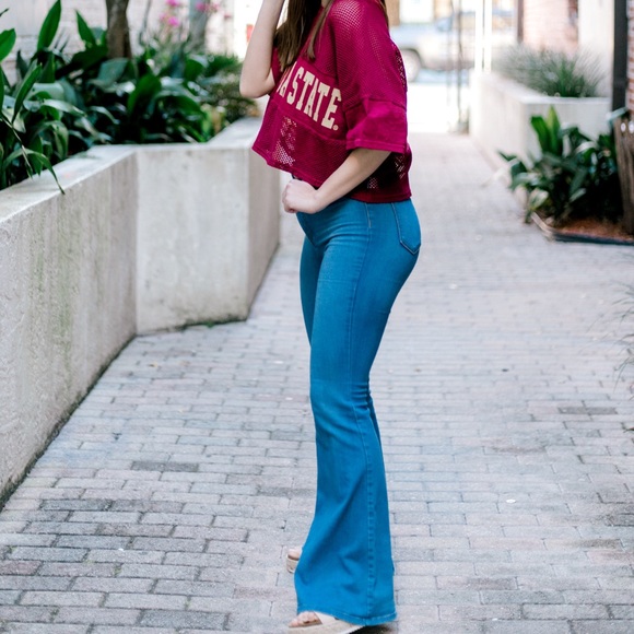 Vibrant Blue Flare Jeans - Picture 5 of 7